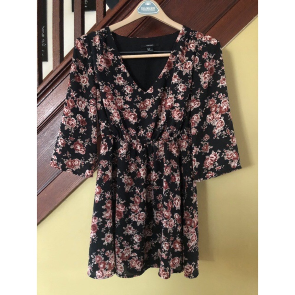 A midi floral dress that is gently used.